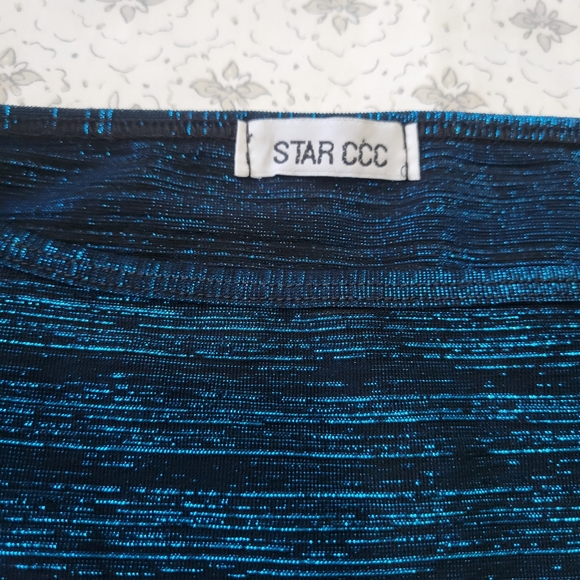 STAR CCC Vintage Metallic Aqua Weave Crop Top - Picture 3 of 4